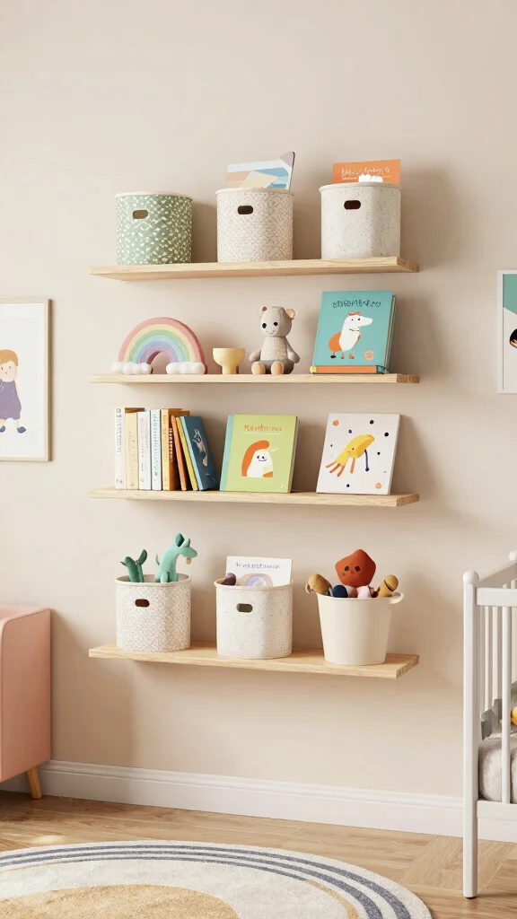 11 Storage Room Nursery Ideas for a Dual-Purpose Baby and Storage Space - 2. Wall-Mounted Shelves for Baby Essentials 1
