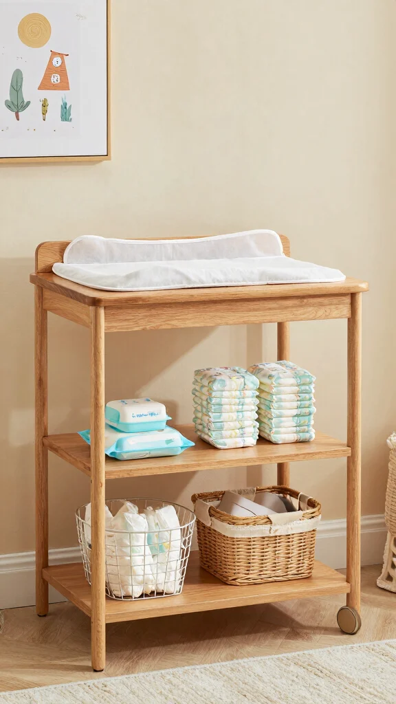 11 Storage Room Nursery Ideas for a Dual-Purpose Baby and Storage Space - 3. Multifunctional Changing Table with Storage 1