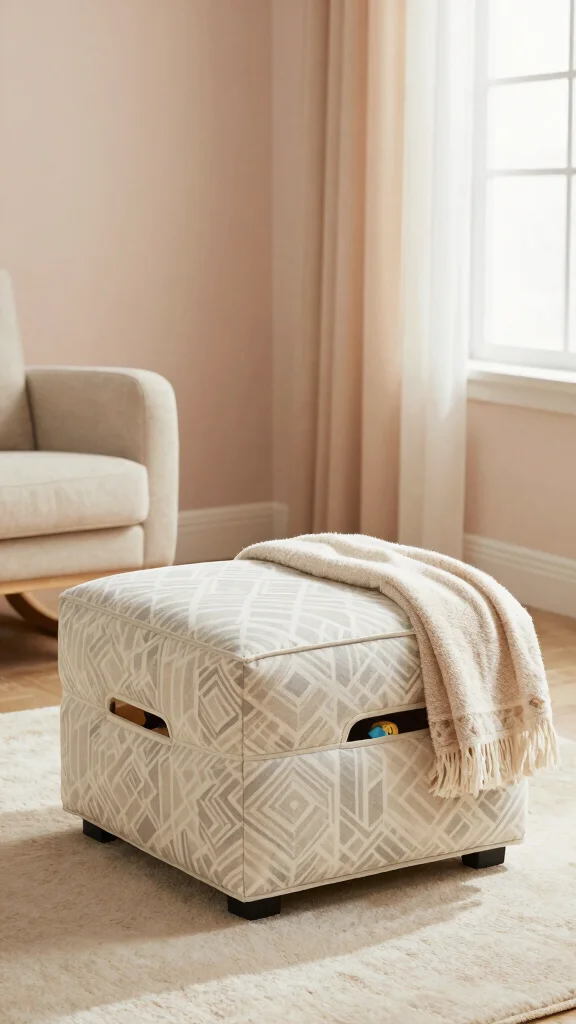 11 Storage Room Nursery Ideas for a Dual-Purpose Baby and Storage Space - 4. Stylish Storage Ottomans 1