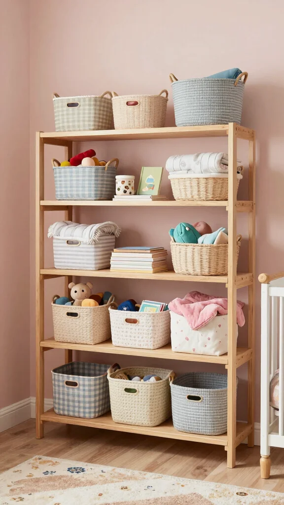 11 Storage Room Nursery Ideas for a Dual-Purpose Baby and Storage Space - 5. Baskets and Bins for Organized Chaos 1