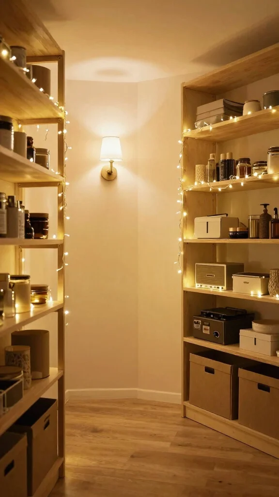 12 Aesthetic Storage Room Ideas for a Stylish Organized Space - 11. Soft Lighting 1