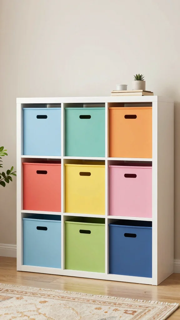 12 Aesthetic Storage Room Ideas for a Stylish Organized Space - 2. Color-Coded Bins 1