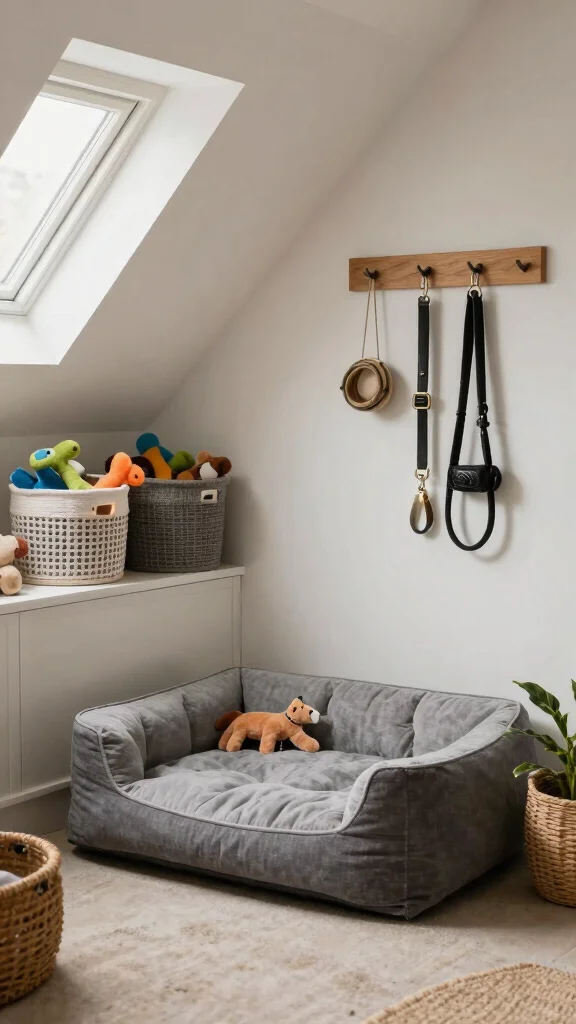 12 Attic Storage Room Ideas for a Tidy Accessible Well-Organized Space - 11. Create a Pet Corner 1