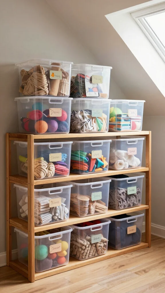 12 Attic Storage Room Ideas for a Tidy Accessible Well-Organized Space - 2. Use Clear Bins for Visibility 1
