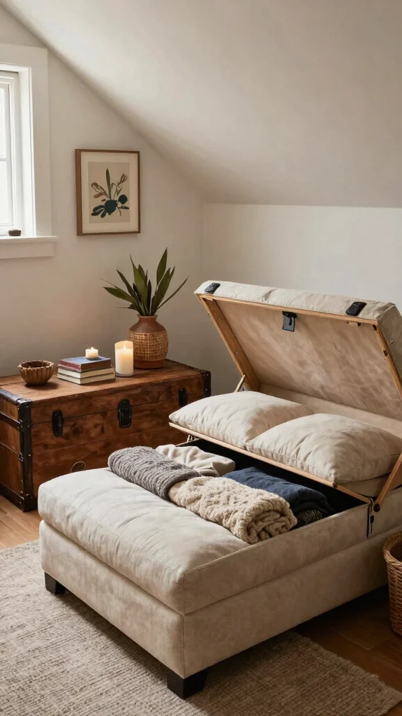 12 Attic Storage Room Ideas for a Tidy Accessible Well-Organized Space - 3. Incorporate Furniture with Storage 1