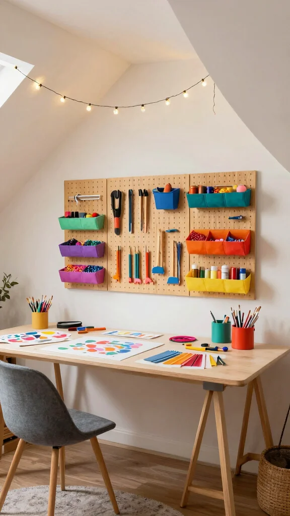 12 Attic Storage Room Ideas for a Tidy Accessible Well-Organized Space - 4. Create a Craft Corner 1