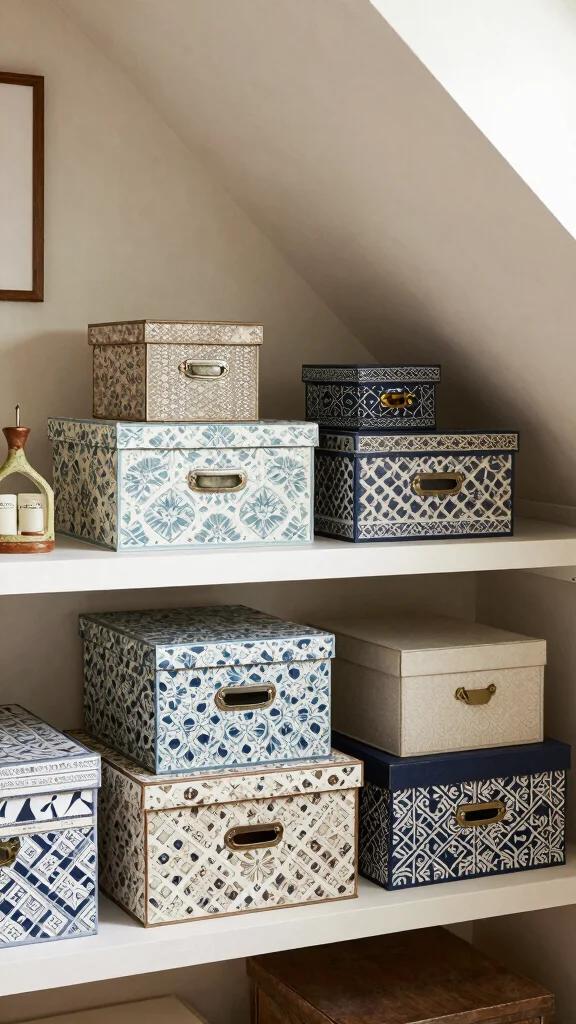 12 Attic Storage Room Ideas for a Tidy Accessible Well-Organized Space - 7. Add Decorative Storage Boxes 1