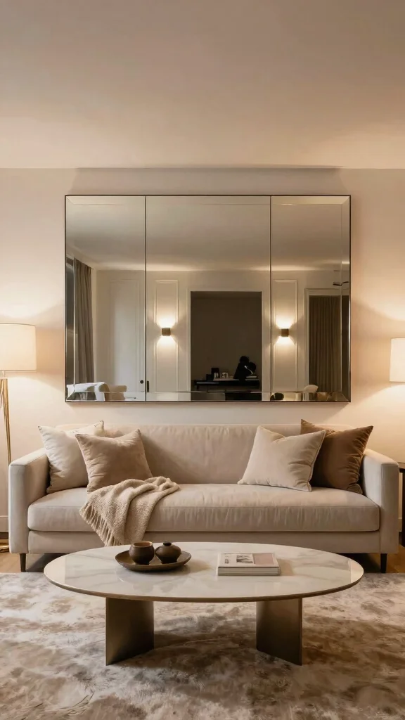 12 Basement Accent Wall Ideas for Color, Texture, and Drama - 10. Mirror Wall Design 1