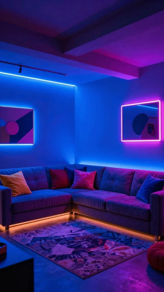 12 Basement Accent Wall Ideas for Color, Texture, and Drama - 12. Neon or LED Lighting 1