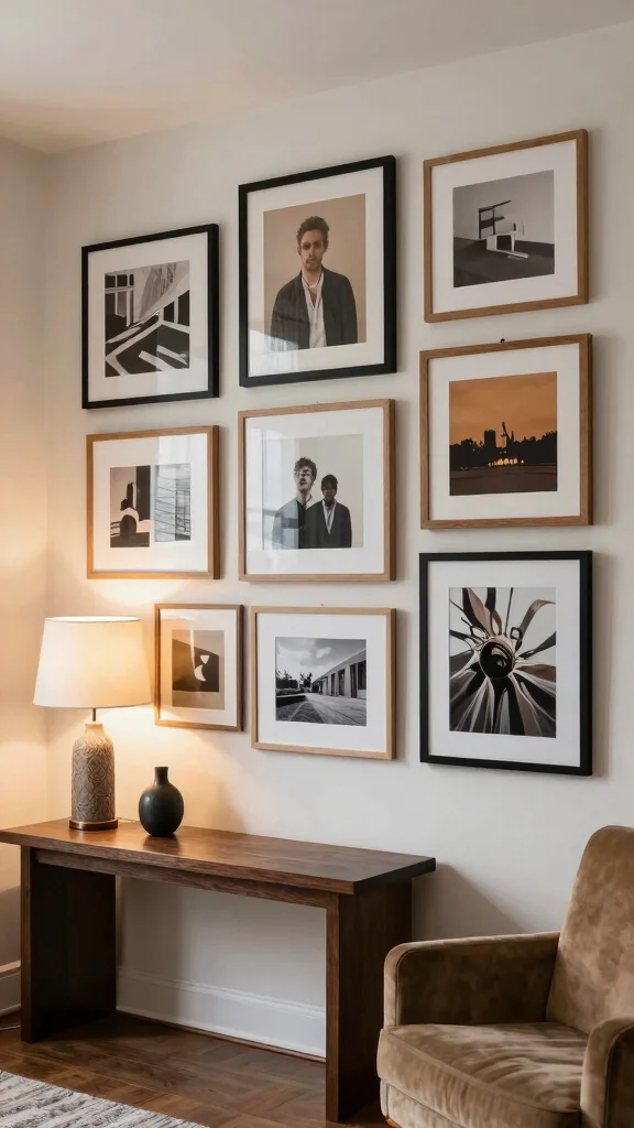 12 Basement Accent Wall Ideas for Color, Texture, and Drama - 3. Gallery Wall Display 1