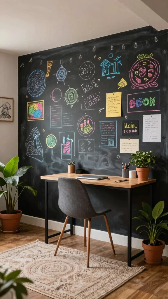 12 Basement Accent Wall Ideas for Color, Texture, and Drama - 6. Chalkboard or Whiteboard Walls 1