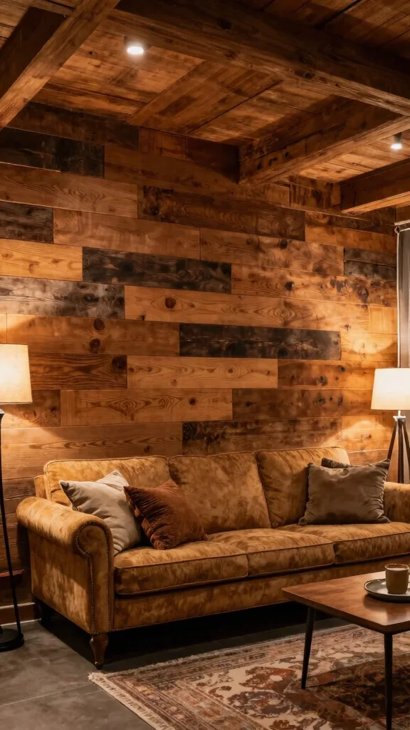 12 Basement Accent Wall Ideas for Color, Texture, and Drama - 9. Reclaimed Wood Feature Wall 1