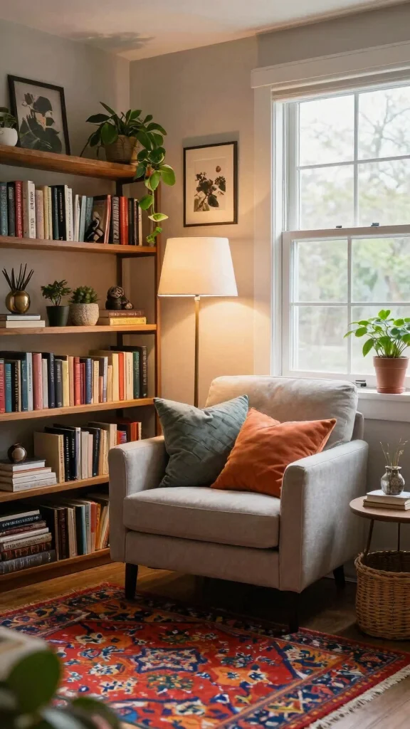 12 Basement Home Office Ideas for a Quiet Productive Workspace - 2. Create a Cozy Reading Nook 1