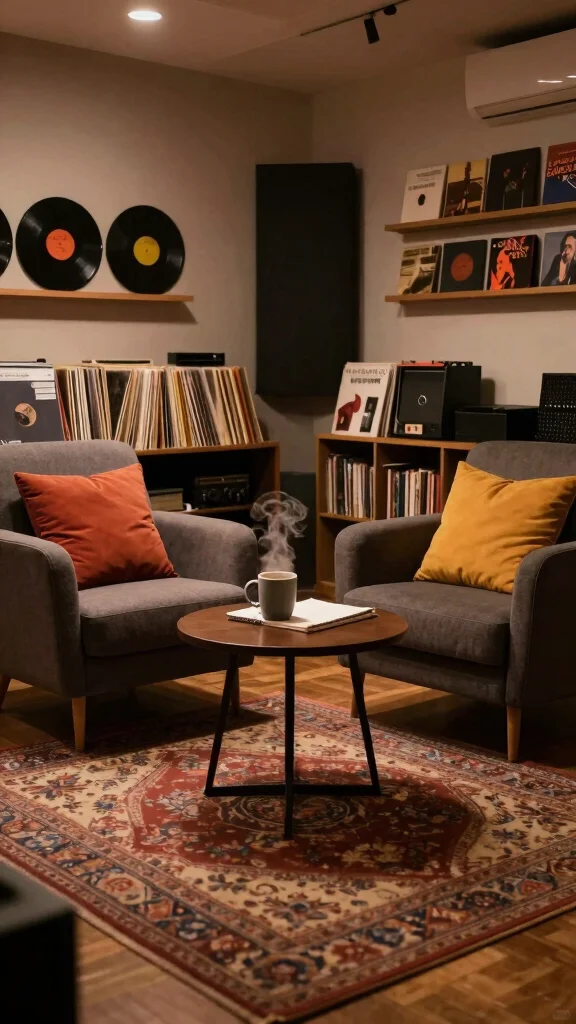 12 Basement Music Studio Ideas for a Soundproofed Creative Space - 2. Create a Cozy Listening Area 1