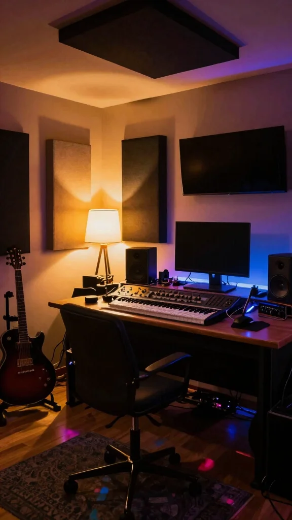 12 Basement Music Studio Ideas for a Soundproofed Creative Space - 5. Lighting That Inspires Creativity 1