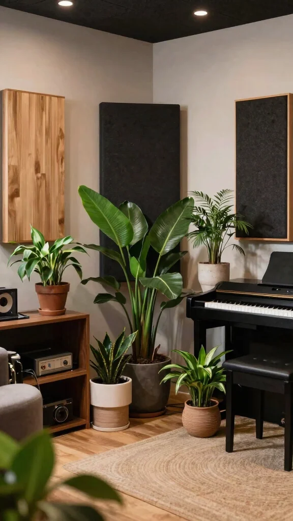 12 Basement Music Studio Ideas for a Soundproofed Creative Space - 9. Incorporate Natural Elements 1