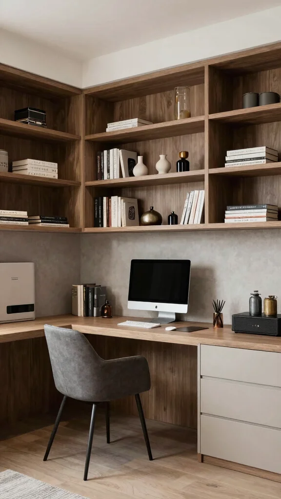 12 Basement Office Design Ideas for a Focused Beautiful Workspace - 11. Custom Built-ins 1