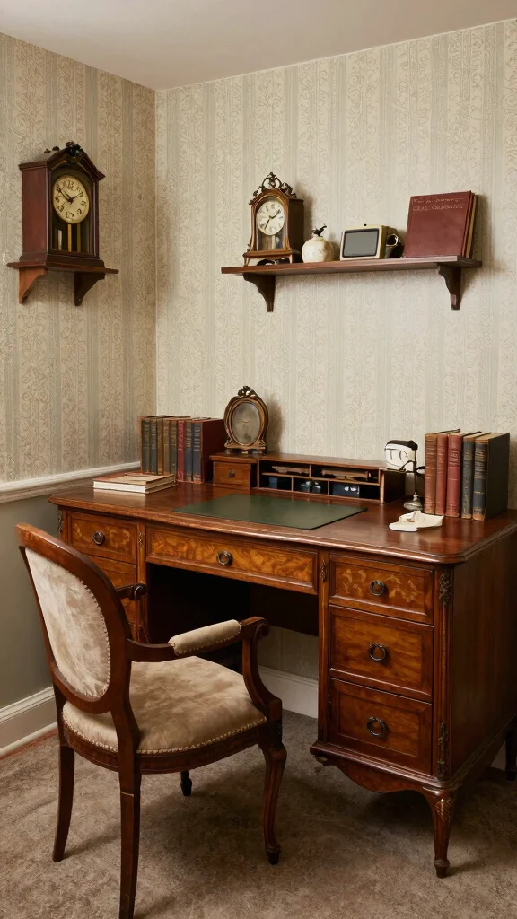 12 Basement Office Design Ideas for a Focused Beautiful Workspace - 6. Vintage Charm 1