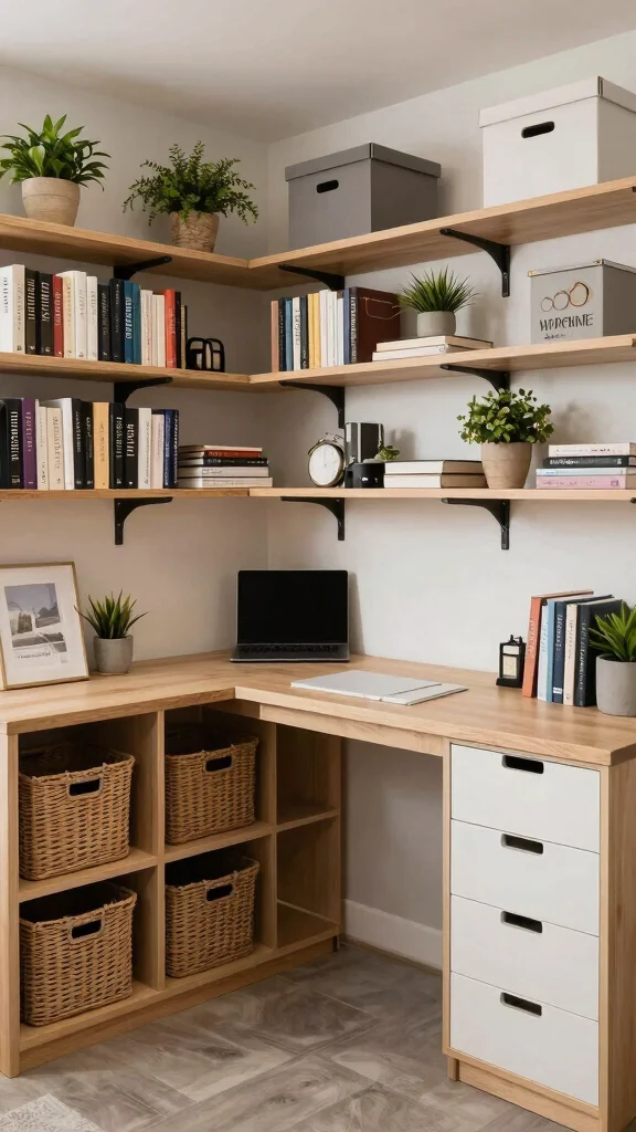12 Basement Office Design Ideas for a Focused Beautiful Workspace - 7. Smart Storage Solutions 1