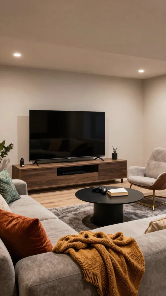 12 Basement TV Wall Ideas for a Sleek Styled Entertainment Focal Point - 12. Dual-Purpose Zones 1