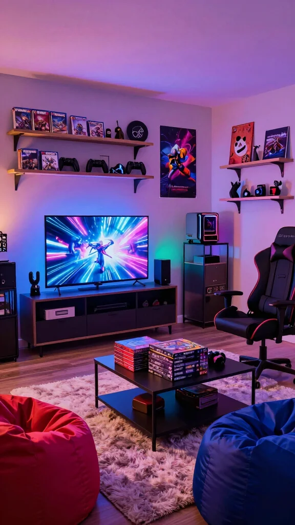 12 Basement Teen Hangout Ideas for a Cool Relaxed Retreat - 1. The Game Zone: Level Up Fun 1