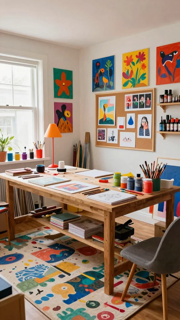 12 Basement Teen Hangout Ideas for a Cool Relaxed Retreat - 3. Artistic Hangout: Craft and Create 1