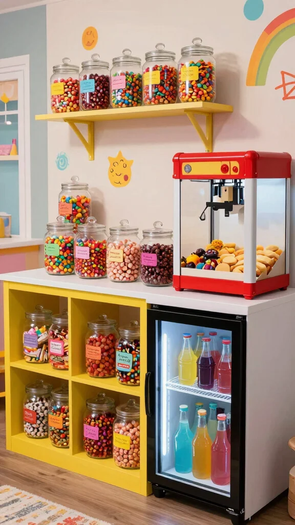 12 Basement Teen Hangout Ideas for a Cool Relaxed Retreat - 8. Snack Station: Delicious Treats on Demand 1