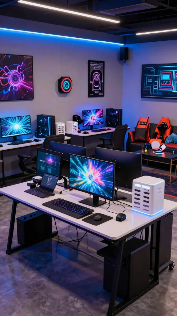12 Basement Teen Hangout Ideas for a Cool Relaxed Retreat - 9. Tech Haven: Gadgets and Gizmos Galore 1