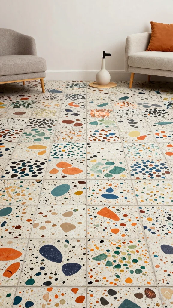 12 Basement Tile Floor Ideas for a Durable Beautiful Lower Level - 8. Terrazzo Tiles for Artistic Flair 1