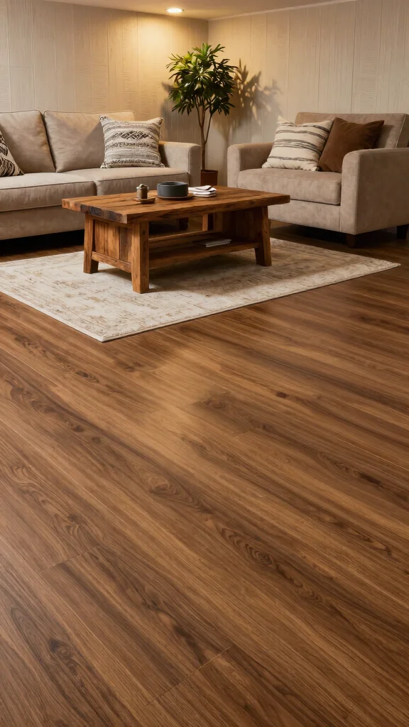 12 Basement Vinyl Flooring Ideas for a Waterproof Stylish Floor - 1. Rustic Wood-Look Vinyl Planks 1