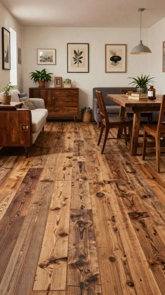 12 Basement Vinyl Flooring Ideas for a Waterproof Stylish Floor - 10. Reclaimed Wood Vinyl Flooring 1