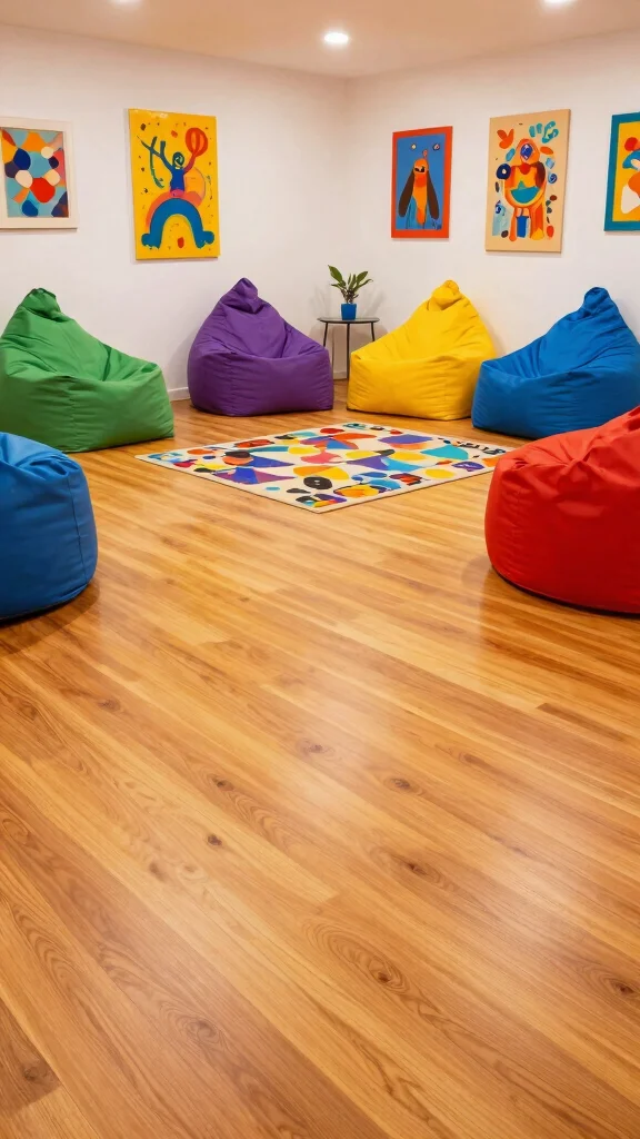 12 Basement Vinyl Flooring Ideas for a Waterproof Stylish Floor - 11. Bright and Bold Color Vinyl Flooring 1
