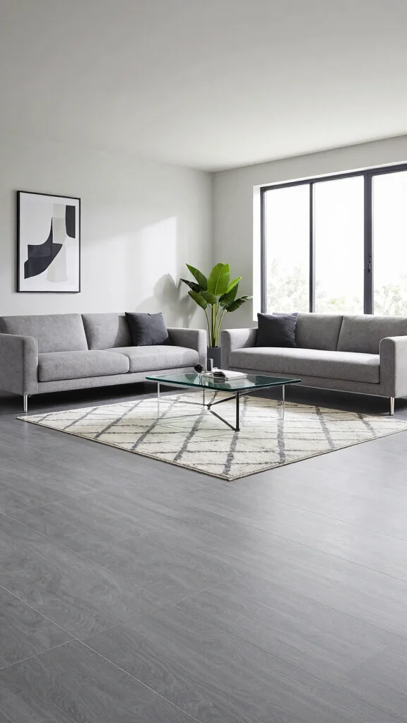 12 Basement Vinyl Flooring Ideas for a Waterproof Stylish Floor - 2. Sleek Modern Gray Vinyl Tiles 1