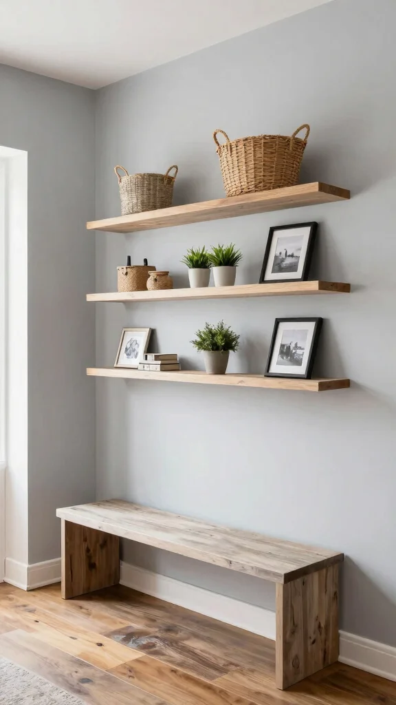 12 Entryway Storage Room Ideas for a Clutter-Free Welcoming Home - 2. Floating Shelves 1