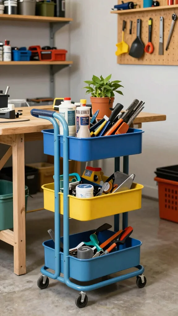12 Garage Storage Room Ideas for a Tidy Heavy-Duty Organized Space - 5. Mobile Storage Carts 1