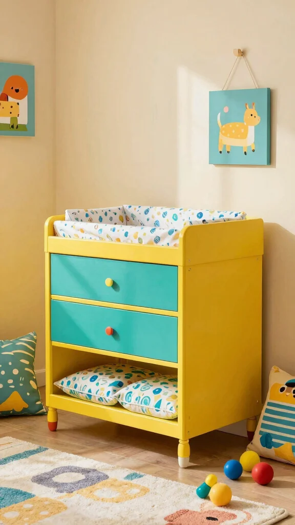 12 Nursery Changing Table Inspirations for a Safe Organized Stylish Space - 7. Colorful Accents 1