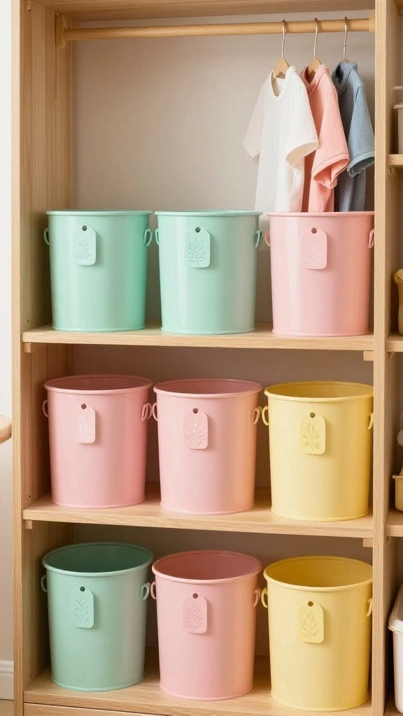 12 Nursery Closet Organization Ideas for a Tidy Functional Baby Wardrobe - 1. Color-Coded Clothing Bins 1