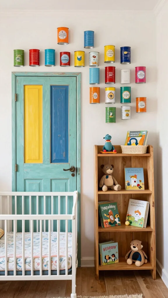 12 Nursery Feature Wall Ideas for a Focal Point That Defines the Room - 8. Upcycled Materials 1