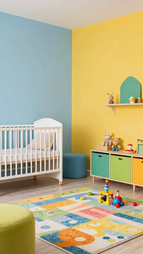 12 Nursery Furniture Layout Ideas for a Functional Beautiful Room - 5. Playful Color Zones 1