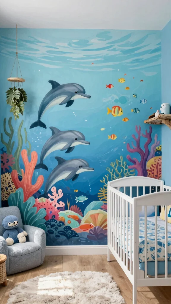 12 Nursery Mural Ideas for a Hand-Painted Artistic Baby Room Wall - 2. Under the Sea Adventure 1