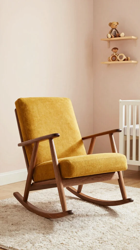 12 Nursery Rocking Chair Ideas for a Cozy Classic Feeding Corner - 4. Mid-Century Modern Rocking Chair 1