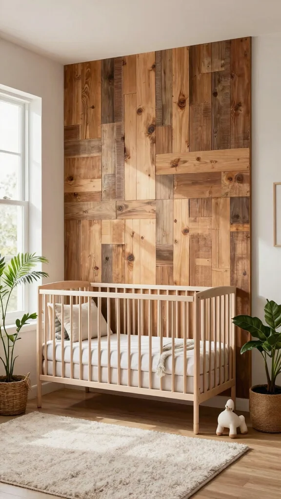 12 Nursery Wall Ideas for Paint Wallpaper and Decor - 11. Sustainable Wood Panels 1