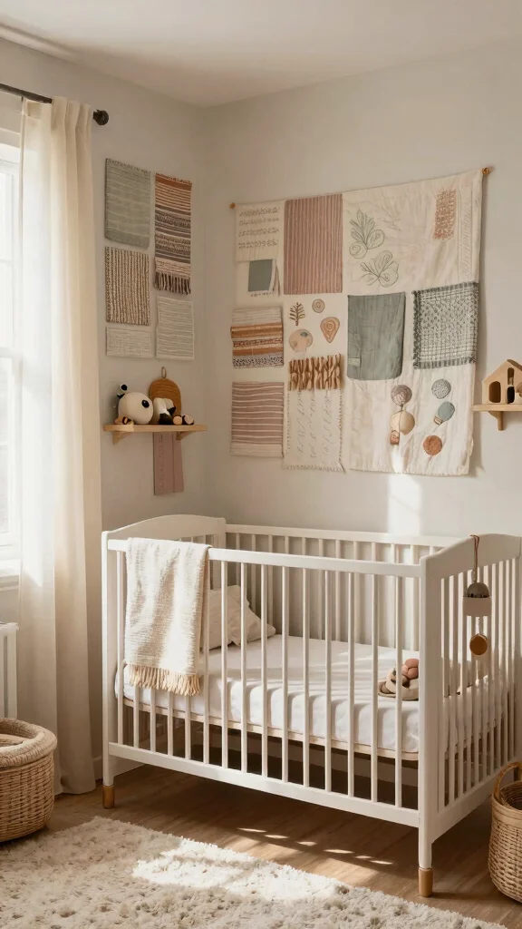12 Nursery Wall Ideas for Paint Wallpaper and Decor - 5. Textured Fabrics 1