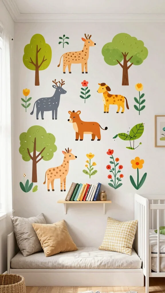 12 Nursery Wall Ideas for Paint Wallpaper and Decor - 7. Nature-Themed Stickers 1