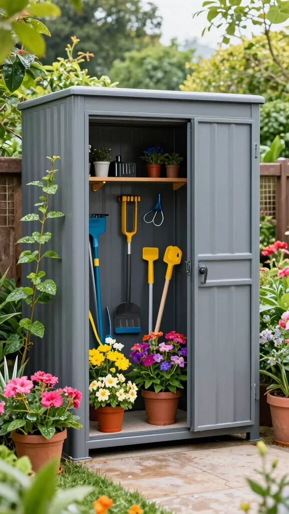 12 Outdoor Storage Room Ideas for a Weatherproof Functional Space - 2. Modern Metal Storage Unit 1