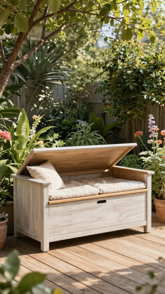 12 Outdoor Storage Room Ideas for a Weatherproof Functional Space - 8. Outdoor Storage Bench 1
