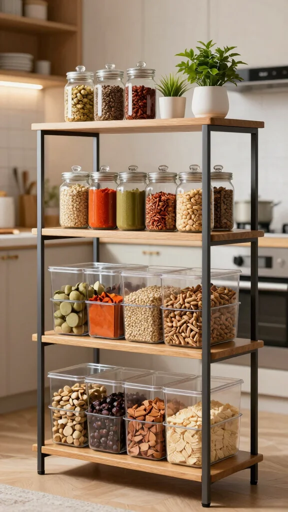 12 Storage Room Pantry Ideas for a Well-Stocked Organized Food Space - 1. Tiered Shelving Units 1