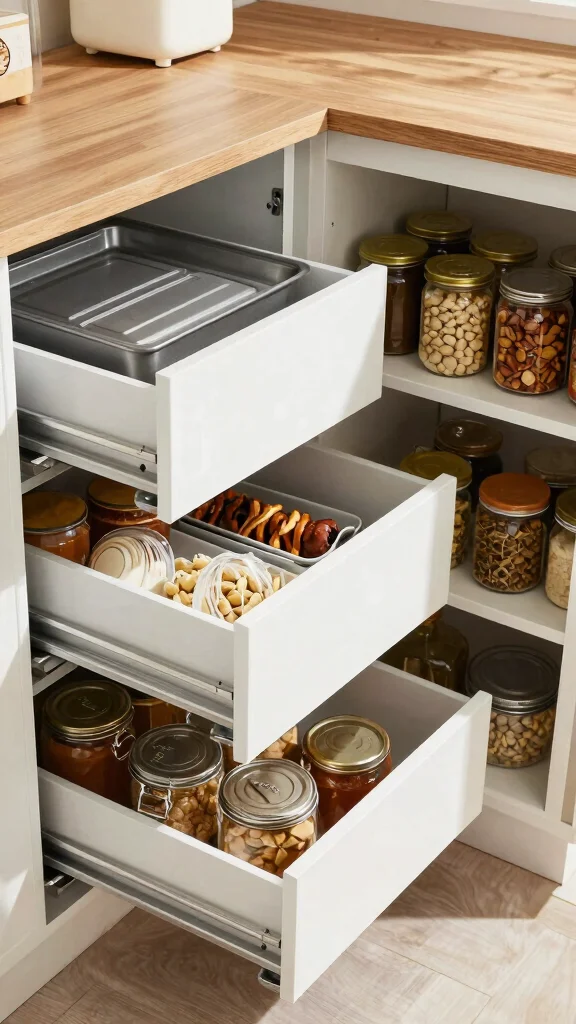 12 Storage Room Pantry Ideas for a Well-Stocked Organized Food Space - 5. Pull-Out Drawers 1