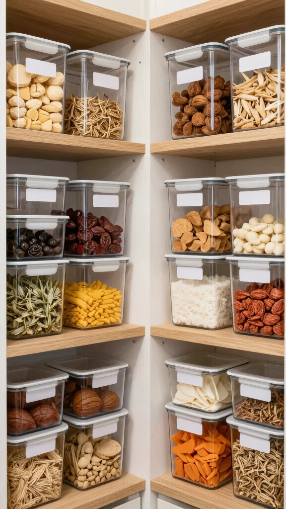 12 Storage Room Pantry Ideas for a Well-Stocked Organized Food Space - 6. Clear Storage Containers 1