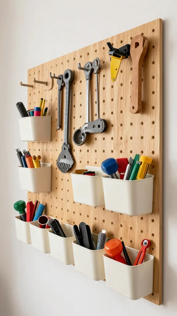 12 Storage Room Shelf Organization Ideas for a Tidy Accessible Space - 11. Utilize Pegboards for Versatile Storage 1